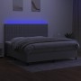 Cama box spring con colchón tela y LED gris claro 200x200 cm de , Camas y somieres - Ref: Foro24-3135061, Precio: 680,41 €, D...
