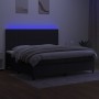 Box spring bed mattress and LED lights black fabric 200x200 cm by , Beds and slatted bases - Ref: Foro24-3135063, Price: 654,...