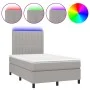 Cama box spring con colchón tela y LED gris claro 120x200 cm de , Camas y somieres - Ref: Foro24-3135021, Precio: 406,62 €, D...
