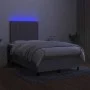 Cama box spring con colchón tela y LED gris claro 120x200 cm de , Camas y somieres - Ref: Foro24-3135021, Precio: 406,62 €, D...