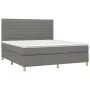 Box spring bed mattress and LED lights dark gray fabric 160x200 cm by , Beds and slatted bases - Ref: Foro24-3135526, Price: ...