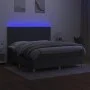 Box spring bed mattress and LED lights dark gray fabric 160x200 cm by , Beds and slatted bases - Ref: Foro24-3135526, Price: ...
