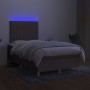 Cama box spring con colchón y LED tela gris taupe 120x200 cm