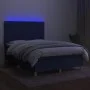 Box spring bed mattress and LED lights blue fabric 140x200 cm by , Beds and slatted bases - Ref: Foro24-3135603, Price: 491,9...