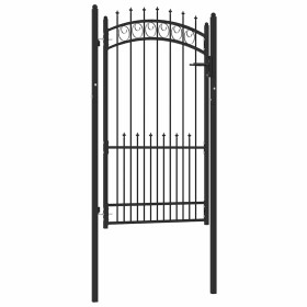 Puerta de valla con picos acero negro 100x175 cm