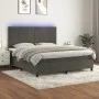 Box spring bed with mattress and LED dark gray velvet 160x200 cm by , Beds and slatted bases - Ref: Foro24-3136192, Price: 50...