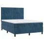 Box spring bed with mattress and LED dark blue velvet 140x200 cm by , Beds and slatted bases - Ref: Foro24-3136249, Price: 48...