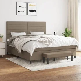 Box spring bed with taupe gray fabric mattress 160x200 cm by , Beds and slatted bases - Ref: Foro24-3136689, Price: 665,97 €,...