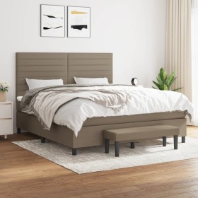 Cama box spring con colchón tela gris taupe 160x200 cm de , Camas y somieres - Ref: Foro24-3136689, Precio: 645,83 €, Descuen...