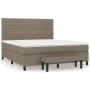 Box spring bed with taupe gray fabric mattress 160x200 cm by , Beds and slatted bases - Ref: Foro24-3136689, Price: 665,97 €,...