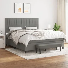 Box spring bed with dark gray fabric mattress 160x200 cm by , Beds and slatted bases - Ref: Foro24-3136766, Price: 611,10 €, ...