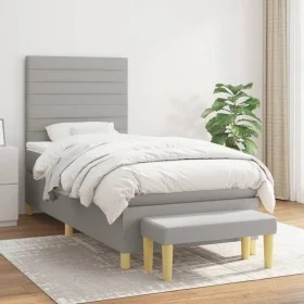 Box spring bed with light gray fabric mattress 80x200 cm by , Beds and slatted bases - Ref: Foro24-3137189, Price: 343,43 €, ...