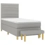Box spring bed with light gray fabric mattress 80x200 cm by , Beds and slatted bases - Ref: Foro24-3137189, Price: 343,43 €, ...