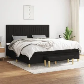 Box spring bed with black fabric mattress 200x200 cm by , Beds and slatted bases - Ref: Foro24-3137343, Price: 725,24 €, Disc...