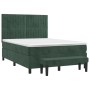 Cama box spring con colchón terciopelo verde oscuro 140x200 cm