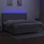 Box spring bed with fabric mattress and light gray LED 200x200 cm by , Beds and slatted bases - Ref: Foro24-3138501, Price: 6...