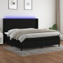Box spring bed mattress and LED lights black fabric 200x200 cm by , Beds and slatted bases - Ref: Foro24-3138503, Price: 670,...