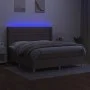 Box spring bed with mattress and LED lights taupe gray fabric 160x200 cm by , Beds and slatted bases - Ref: Foro24-3138969, P...