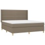 Box spring bed with mattress and LED lights taupe gray fabric 160x200 cm by , Beds and slatted bases - Ref: Foro24-3138969, P...