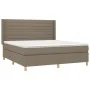 Box spring bed with mattress and LED lights taupe gray fabric 160x200 cm by , Beds and slatted bases - Ref: Foro24-3138969, P...