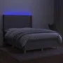 Box spring bed mattress and LED lights light gray fabric 140x200 cm by , Beds and slatted bases - Ref: Foro24-3139037, Price:...