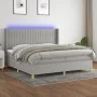 Cama box spring con colchón tela y LED gris claro 200x200 cm de , Camas y somieres - Ref: Foro24-3139061, Precio: 645,64 €, D...