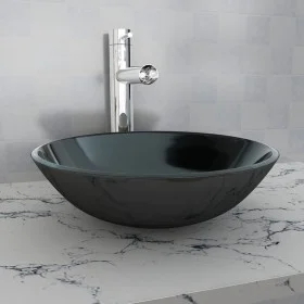 Schwarzes Waschbecken aus gehärtetem Glas, 42 cm von vidaXL, Sinkt - Ref: Foro24-142231, Preis: 63,19 €, Rabatt: %