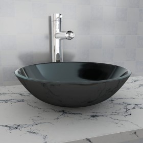 Schwarzes Waschbecken aus gehärtetem Glas, 42 cm von vidaXL, Sinkt - Ref: Foro24-142231, Preis: 59,30 €, Rabatt: %
