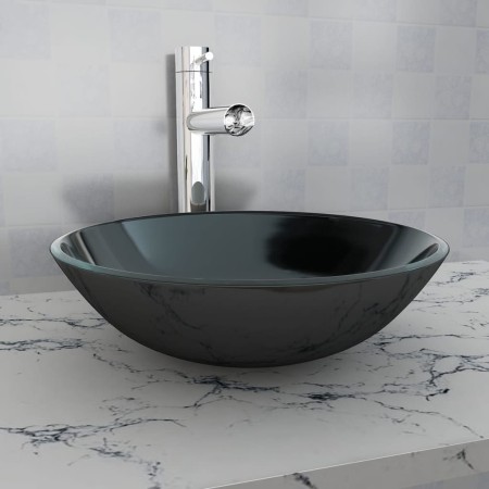 Lavabo de vidrio templado negro 42 cm de vidaXL, Lavabos - Ref: Foro24-142231, Precio: 65,50 €, Descuento: %