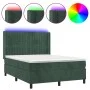 Box spring bed with mattress and LED dark green velvet 140x200cm by , Beds and slatted bases - Ref: Foro24-3139688, Price: 52...