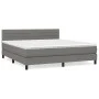Box spring bed with dark gray fabric mattress 160x200 cm by , Beds and slatted bases - Ref: Foro24-3140146, Price: 490,49 €, ...