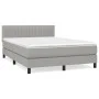 Box spring bed with light gray fabric mattress 140x190 cm by , Beds and slatted bases - Ref: Foro24-3140209, Price: 452,77 €,...