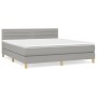 Cama box spring con colchón tela gris claro 160x200 cm