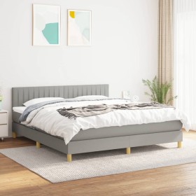 Boxspringbett mit hellgrauer Stoffmatratze 160x200 cm von , Betten und Lattenroste - Ref: Foro24-3140785, Preis: 496,22 €, Ra...