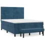 Box spring bed with dark blue velvet mattress 140x200 cm by , Beds and slatted bases - Ref: Foro24-3137909, Price: 524,62 €, ...