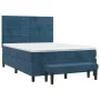 Box spring bed with dark blue velvet mattress 140x200 cm by , Beds and slatted bases - Ref: Foro24-3137909, Price: 524,62 €, ...