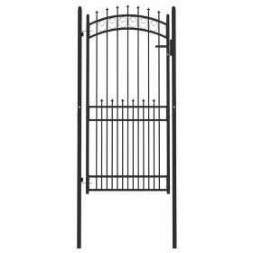 Puerta de cerca con cerradura Negro 100 x 200 cm