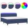 Box spring bed mattress and LED lights blue fabric 160x200 cm by , Beds and slatted bases - Ref: Foro24-3133331, Price: 480,8...