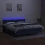 Box spring bed mattress and LED lights blue fabric 160x200 cm by , Beds and slatted bases - Ref: Foro24-3133331, Price: 480,8...