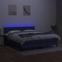 Cama box spring colchón y luces LED tela azul 160x200 cm de , Camas y somieres - Ref: Foro24-3133331, Precio: 493,84 €, Descu...