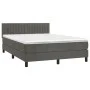 Box spring bed with dark gray velvet mattress 140x200 cm by , Beds and slatted bases - Ref: Foro24-3141426, Price: 409,00 €, ...