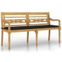 Banco Batavia con cojín negro madera maciza de teca 150 cm