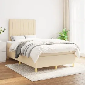 Box spring bed with cream fabric mattress 120x200 cm by , Beds and slatted bases - Ref: Foro24-3142486, Price: 422,57 €, Disc...