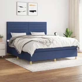 Box spring bed with blue fabric mattress 160x200 cm by , Beds and slatted bases - Ref: Foro24-3142431, Price: 531,47 €, Disco...