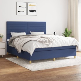 Boxspringbett mit blauer Stoffmatratze 160x200 cm von , Betten und Lattenroste - Ref: Foro24-3142431, Preis: 543,13 €, Rabatt: %