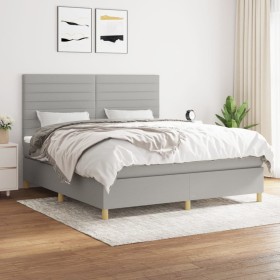 Cama box spring con colchón tela gris claro 160x200 cm de , Camas y somieres - Ref: Foro24-3142425, Precio: 564,17 €, Descuen...