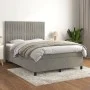 Box spring bed with light gray velvet mattress 140x200 cm by , Beds and slatted bases - Ref: Foro24-3143145, Price: 500,42 €,...