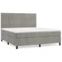 Box spring bed with light gray velvet mattress 140x200 cm by , Beds and slatted bases - Ref: Foro24-3143145, Price: 500,42 €,...