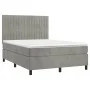 Box spring bed with light gray velvet mattress 140x200 cm by , Beds and slatted bases - Ref: Foro24-3143145, Price: 500,42 €,...