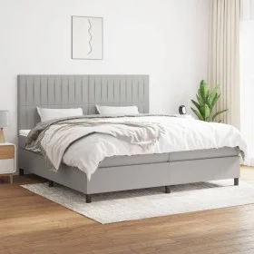 Box spring bed with light gray fabric mattress 200x200 cm by , Beds and slatted bases - Ref: Foro24-3141961, Price: 678,88 €,...